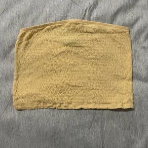 Bright yellow tube top!